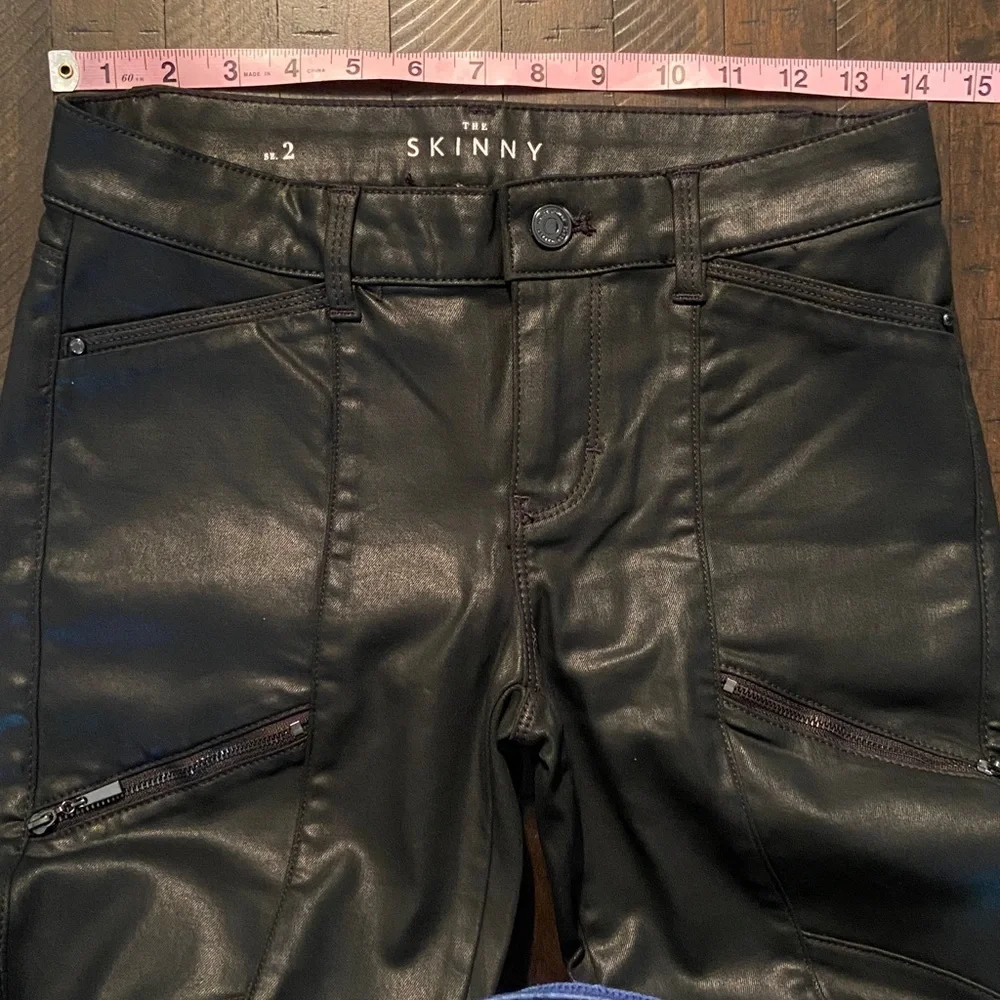 Sale! Stylish Skinny Fit Black Moto-Style Leather Pants, WHBM size 2 - Picture 5 of 16